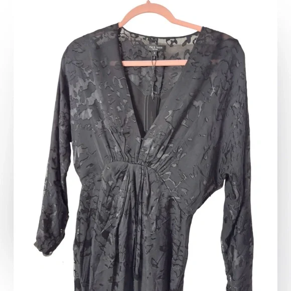 RAG & BONE BLACK MULTI ELOISE BURNOUT DRESS SZ 00 (TXA955) - Picture 3 of 8